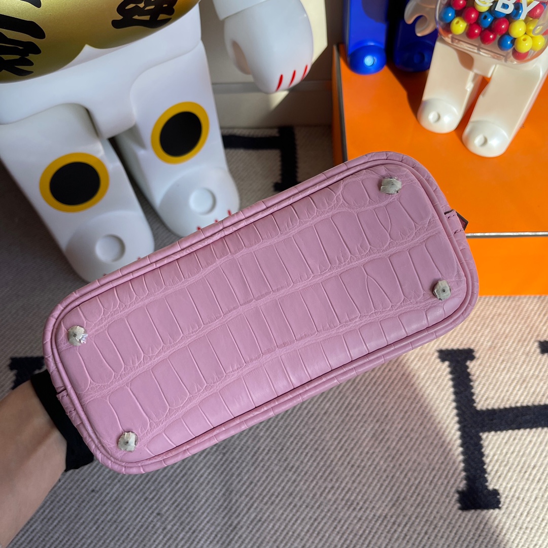 에르메스 미니 볼리드백 모브실브스트레 은장 악어가죽